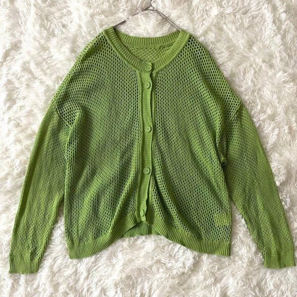 Suckle Openwork Cardigan M Light Green Outerwear - Picture 1 of 7